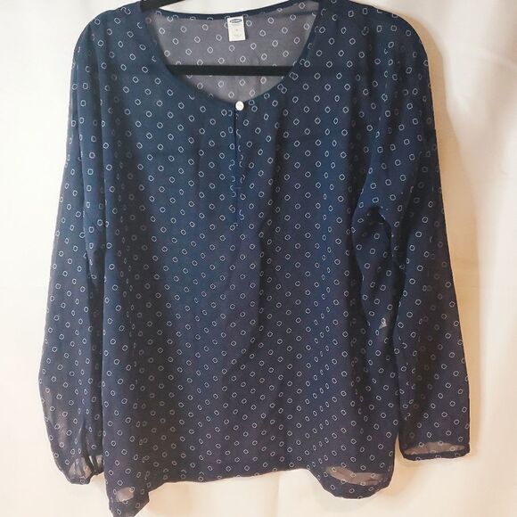 OLD NAVY Blue and White Sheer Blouse Size Medium - Picture 10 of 10